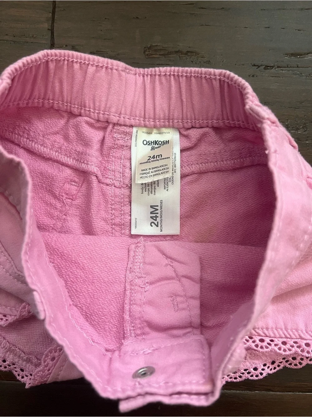 OshKosh B'gosh Pink Lace-Trim Denim-Style Toddlers' Shorts